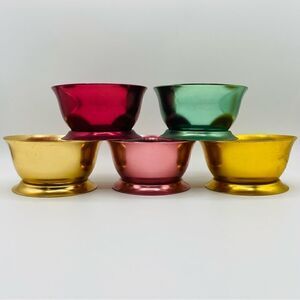 Set of 5 Vintage Bascal Mid Century Aluminum Dessert Bowls Sherbet Ice Cream